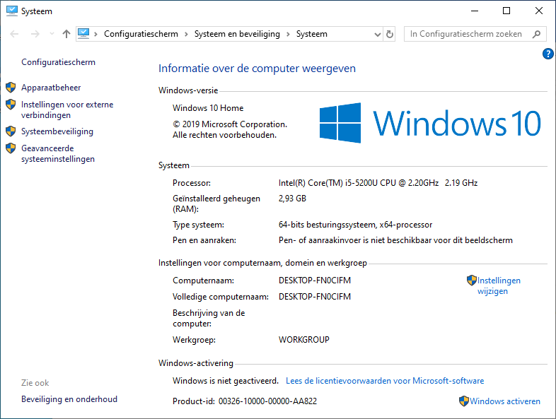 Windows 10 activeren: Stap 1